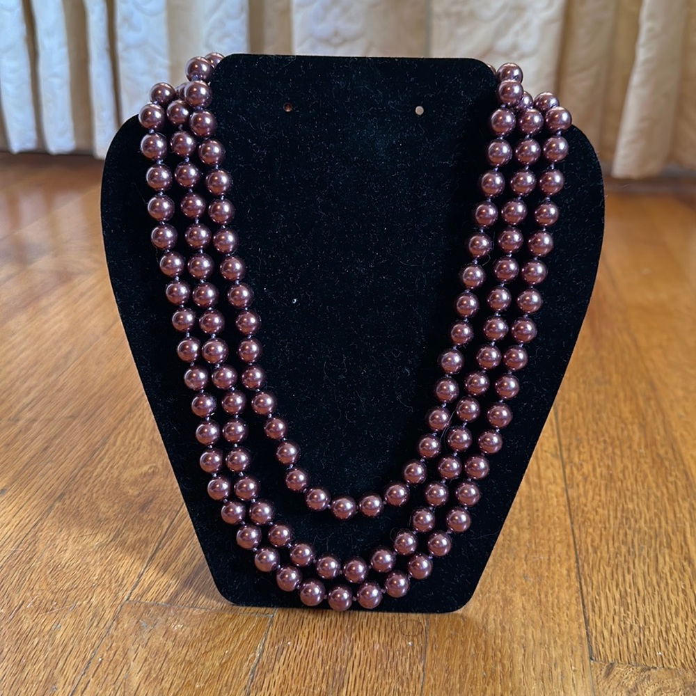 Cezanne Burgundy Faux Pearl Necklace